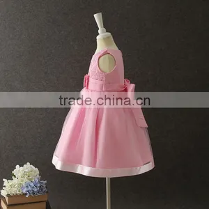 2017 Girls Dresses Children Frocks Designs Pink Lovely Bow-knot Vietnam 1 Year Baby Girl Dresses Images First Communion Dresses thumbnail-2