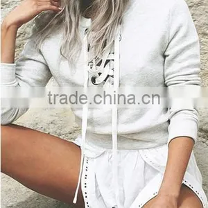 Women's Cotton Caftans Drawstring Hoodie Hooded Neck Fit Crop Top thumbnail-3
