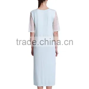 Wanyu Seamless Ladies Seamless Short Lace Sleeve Long Dress thumbnail-2