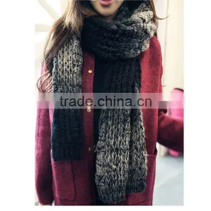 Winter Super Thick and Women Fashion 180*40cm Color Gradual Change Design Women Knitting Latest Scarf thumbnail-2