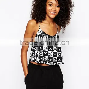 Monki Eye Print Crop Top thumbnail-1