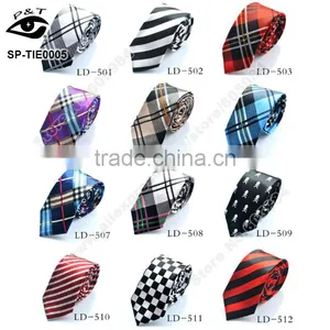 Fashion Skinny Ties For Men Grid Tie Stripe Ties thumbnail-1