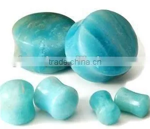 Bule Double Flare Stone Wholesale Ear Plug thumbnail-1