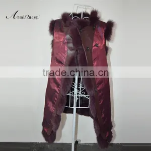 Rose Real Fox Fur Gilet For Ladies Wear,Long Style Fur Vest&Coat thumbnail-3
