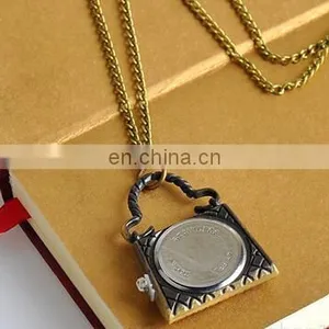 Women's Handbags Watch Coin Bag Shaped Luxury Pocket Watch Top Quality Antique Bronze Handbag Pendant Pocket Watches thumbnail-6