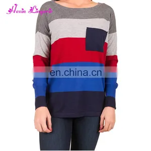 Oem Ladies Splicing Solid - Colored Winter Custom Knit Crop Ladies Sweater thumbnail-3