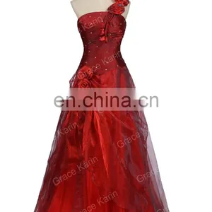 Grace Karin New Style of One Shoulder Red Floor Length Red Quinceanera Dresses CL2514 thumbnail-4