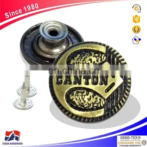20mm Jeans Metal 3D Buttons, Brass Button And Rivet For Denim, Jackets thumbnail-1