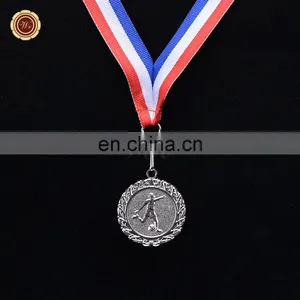 WR Awards Accessory Metal Medal Model Craft Wholesale Silver Foil Soccer Medal With Ribbon thumbnail-2