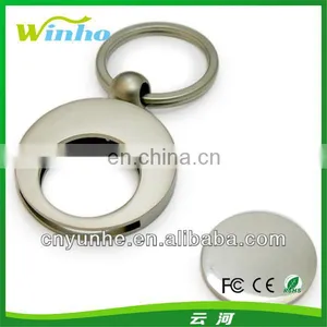 Round Shopping Trolley Coin Metal Keyring thumbnail-1