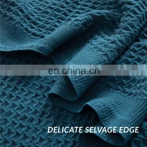 Personalized Sensory 90x90 100% Cotton Navy Blue-colored Waffle Blanket thumbnail-6
