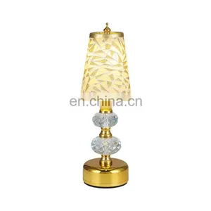 High Quality Luxury Modern Nordic Crystal Golden Table Lamp Usb Rechargable Hotel Bedside Bar Restaurant Retro Lamp thumbnail-2