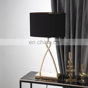 Accept OEM Custom Bedside Art Decoration Black Lampshade Warm Metal Modern Desk Lamp thumbnail-1