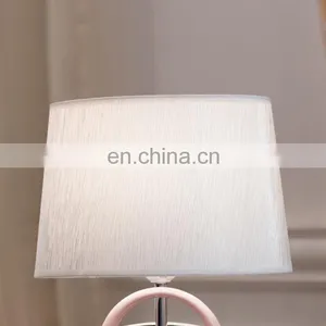 Korea Simple Modern Custom Table Decoration Oval Shape Reading Light Porcelain Base Pink Desk Lamp for Hotel Bedside thumbnail-2