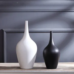 Minimalism Black And White Modern Simple Matte Ceramic Vase Decor For TV Bench Bookrack thumbnail-1