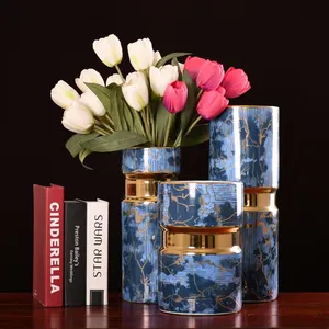 Black Blue Gold Glaze Light Luxury Simple Chinese Jingdezhen Ceramic Vase For Living Room thumbnail-1