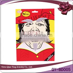 Grey False Cavalier Fake Eyebrow and Mustache Set thumbnail-1