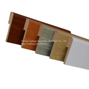 MDF Floor Line Foshan Factory Wholesale Wood Grain Baseboard Paint-free Covered Floor Line 9cm Composite Wooden Corner Line thumbnail-5