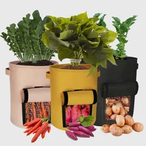 5/7/10 Gallon Fabric Potato Grow Bags Breathable Planting Containers for Potato Tomato Carrot Onion Growing thumbnail-5