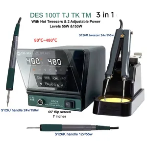 DES 100T 150W/55W Flip Screen ESD Safe Lead-Free Intelligent Soldering Station PCB Repair Tool thumbnail-1