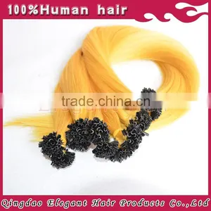 Double Drawn White Blonde Remy Indian Human Hair Extension Nail Keratin Hair thumbnail-5