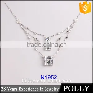 2015 Hight Quality 18k White Gold With 3 Layer Engagement Necklace thumbnail-1