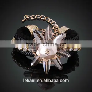 Attractive Big Flower Top Grade Crystal Braided Girls' New Designer Bracelet thumbnail-1