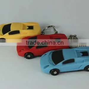 Colorful LED Light Car Keychain Flash Toy Automobile Keyring Key Chain Christmas Gift thumbnail-1