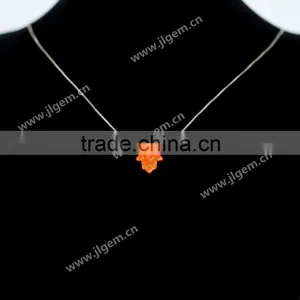 2015 New Arrived Synthetic Orange Opal Hand Opal Pendant S925 Silver Chain Necklace With Wholesale Price thumbnail-5