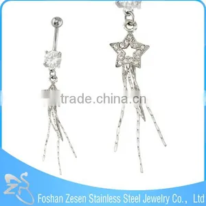 Fashionable Design Gold Plated Flower Zircon Industrial Navel Piercing Jewelry thumbnail-3