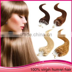 2015 Wholesale Unprocessed Micro Ring Loop Hair Remy Straight Brazilian Virgin Human Hair Loop Hair thumbnail-1