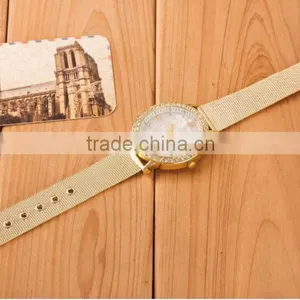 Net Belt New Design Woman's Quartz Watch Fashion Gold Rhinestone Woman Watches Stainless Steel High Quality Women's Watch SB1206 thumbnail-3