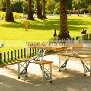 Wooden Folding Picnic Table and Chairs thumbnail-1