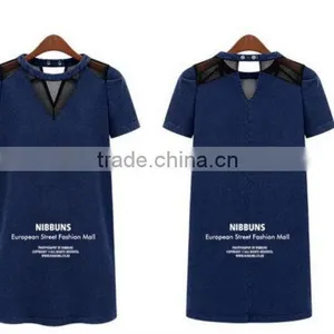 2014 Ladies Mesh Short Sleeve New Design Party Women China Online Shopping Wholesale Sexy Denim Dress,vintage Retro Girl Dress thumbnail-4