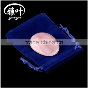 Wholesale 45*35*7mm Natural Rose Quartz Gemstone Worry Stone for Massage thumbnail-5