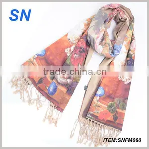 2014 Fall Women's Fashion Printed Silk Scarf thumbnail-1