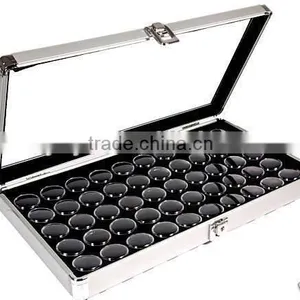 Aluminum Case Glass 50 Gem Jar Black Insert Jewelry thumbnail-1