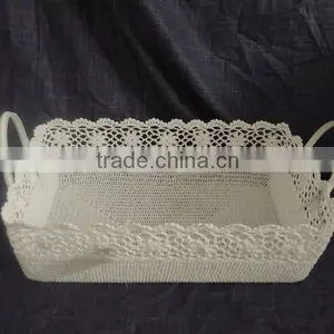 2015 Fashionable Crochet Cotton Baskets With PVC Handles thumbnail-1