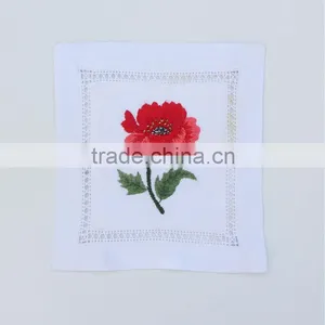 Cocktail Napkins With Rose Embroidered and Monogrammed. thumbnail-1