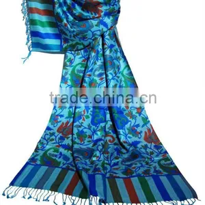 Blue Silk Viscose Light Weight Scarves thumbnail-1