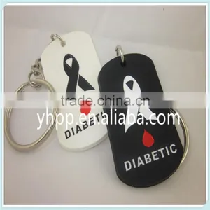 Custom MEDICAL ID DIABETIC Silicone Dog Tag Key Chain Ring 3 Colours thumbnail-4