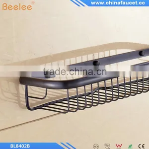 Black Oil Rubbed Bronze Bathroom Brass Material Shower Baskets Wall Mounted Bathroom Shelf thumbnail-1