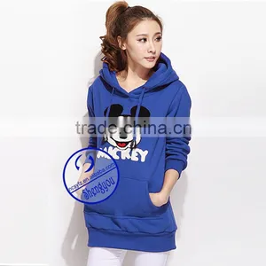 Wholesale Cheap Plain 100% Polyester Women Blue Hoodie thumbnail-4