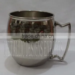 Stainless Steel Moscow Mule Barrel Mug With Brass Handle Nickel Plated thumbnail-1