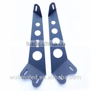 For 07-15 Jeep JK Wrangler 20" LED Light Bar Steel Metal Hood Mounting Brackets Kit thumbnail-2
