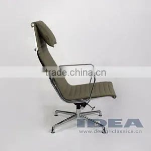 Replica Charles Aluminum Executive Easy Chair - Light Grey Genuine Leather thumbnail-3