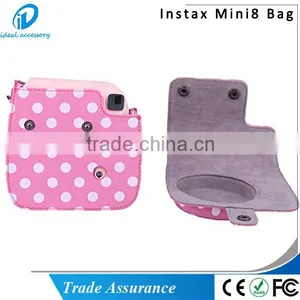 PU Leather Pink Dot Fuji Instax Mini Case Bag for Fujifilm Instax Mini8 Case With Shoulder Strap thumbnail-2