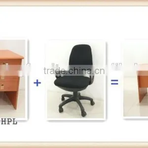 Simple Design Cheap HPL Office Dest Set Office Furniture Set Desk and Chair thumbnail-1