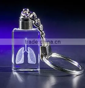Wholesale DIY 3d Laser Engraved Crystal Led Keychain/key Rings/keyholder for Company Promotional Gifts thumbnail-1