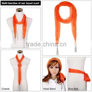 Wholesale Commute Simple Tassel Scarf,muslin Scarf thumbnail-6